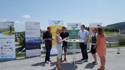 Forschung Burgenland representatives at URBAN INNO promotional booth 