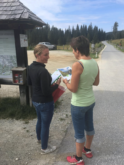 Park representative interviewing a visitor 