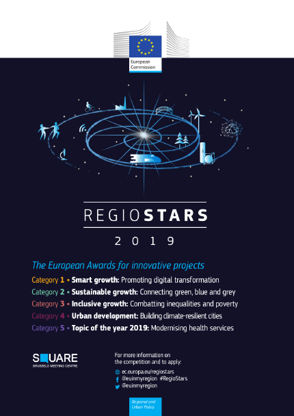 Image of Regiostars logo with titles of the 5 competition categories. 